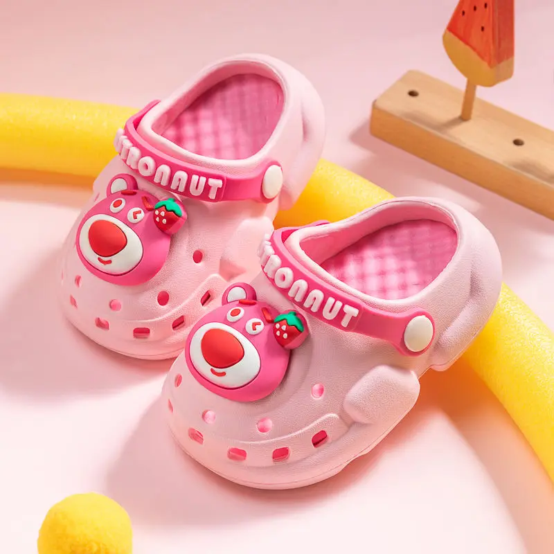 Disney cute strawberry bear girl soft soles lightweight comfortable indoor non-slip outside wearing sweet baby slippers