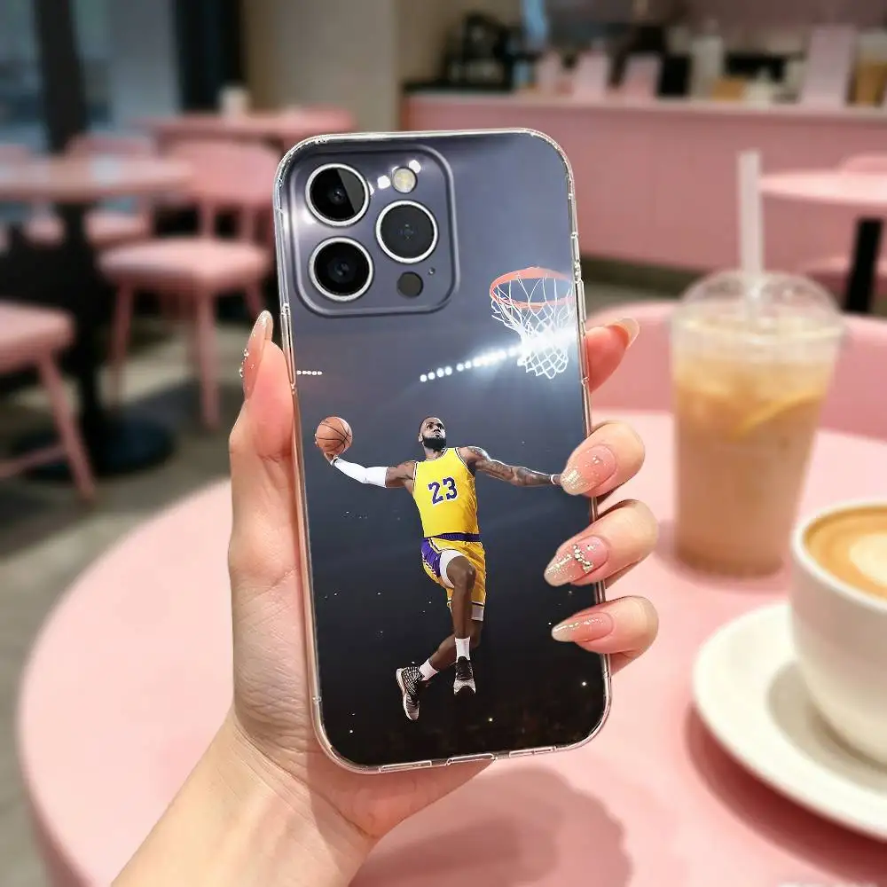 Funda para Teléfono L-LeBron James King J-James para iPhone 17, 16, 15, 14, 13, 12, 11 Plus, Pro Max, Cubierta Transparente Suave