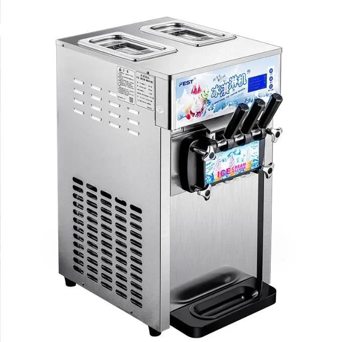 

Three Color Ice Cream Machine Commercial Automatic Cone Sundae Vertical Three Head Soft Ice Cream Machine