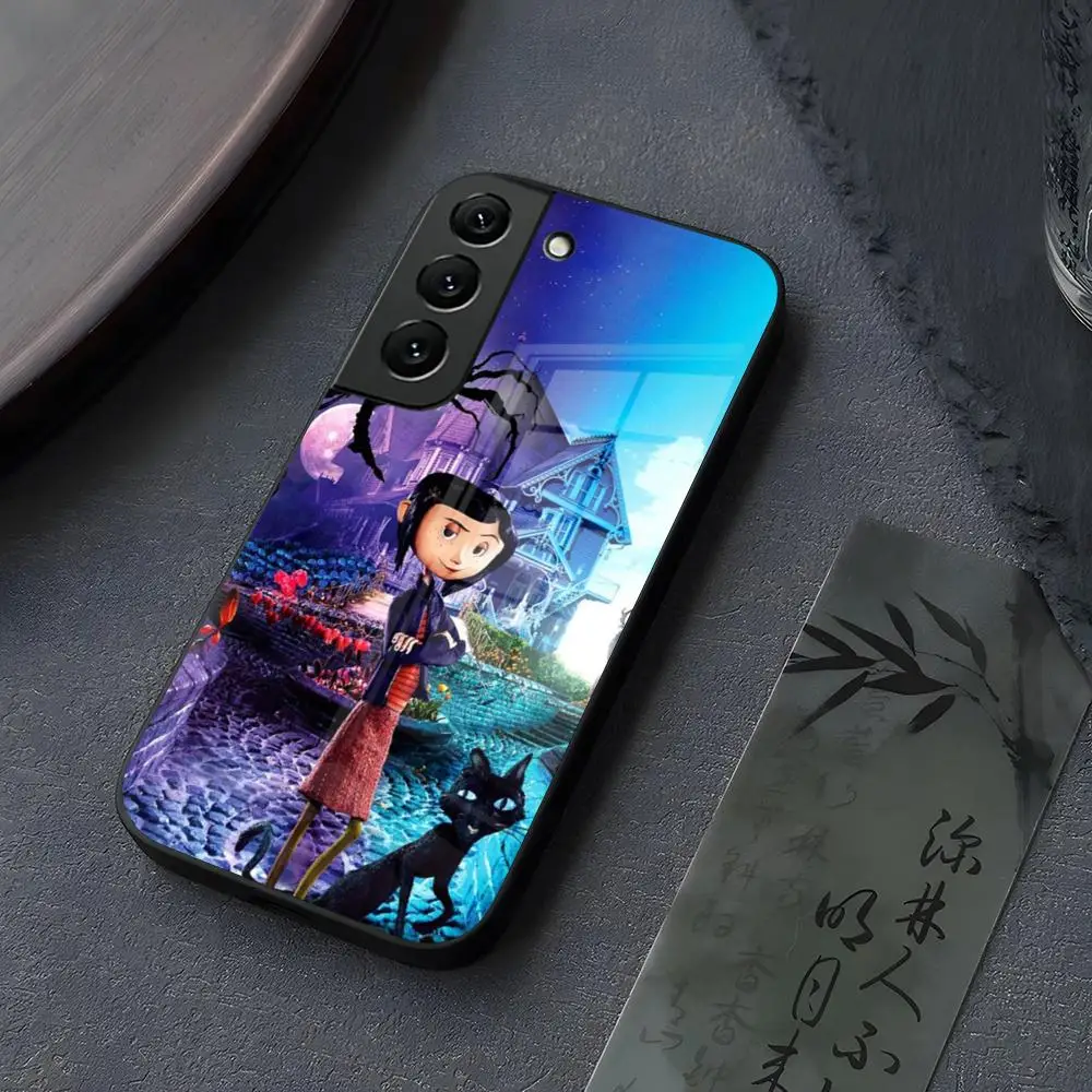 Anime Hot C-Coraline Phone Case Glass for Samsung Galaxy S23 S24 S21 S22 S20 Ultra Fe Plus A34 A16 A54 A24 A52 A53 M54 Cover