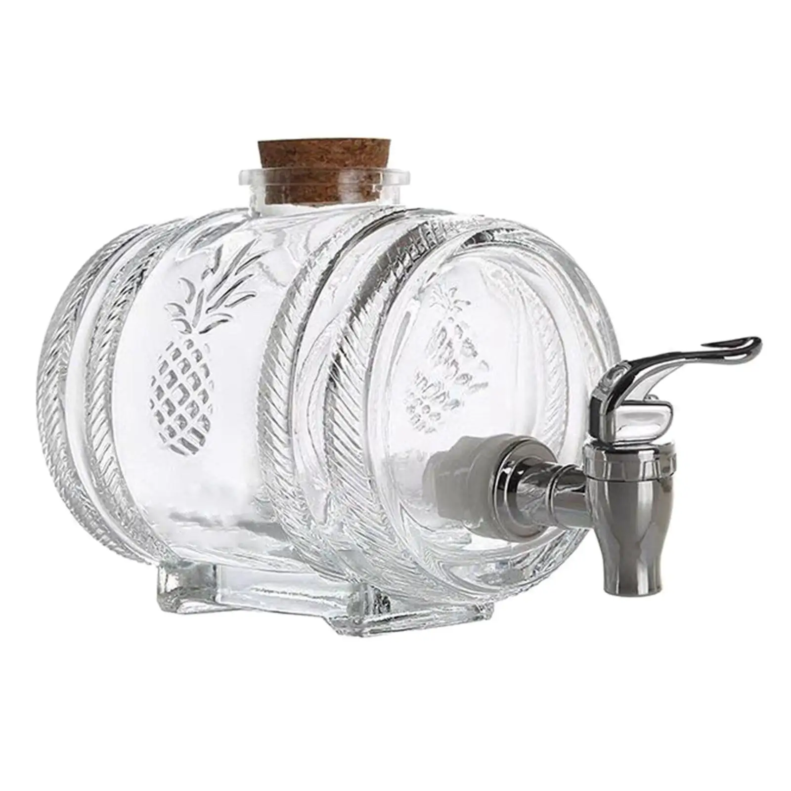 Premium Glass Barrel Dispenser with Cork Stopper Home Use Glassware for Beer Wine and Spirits view 2
