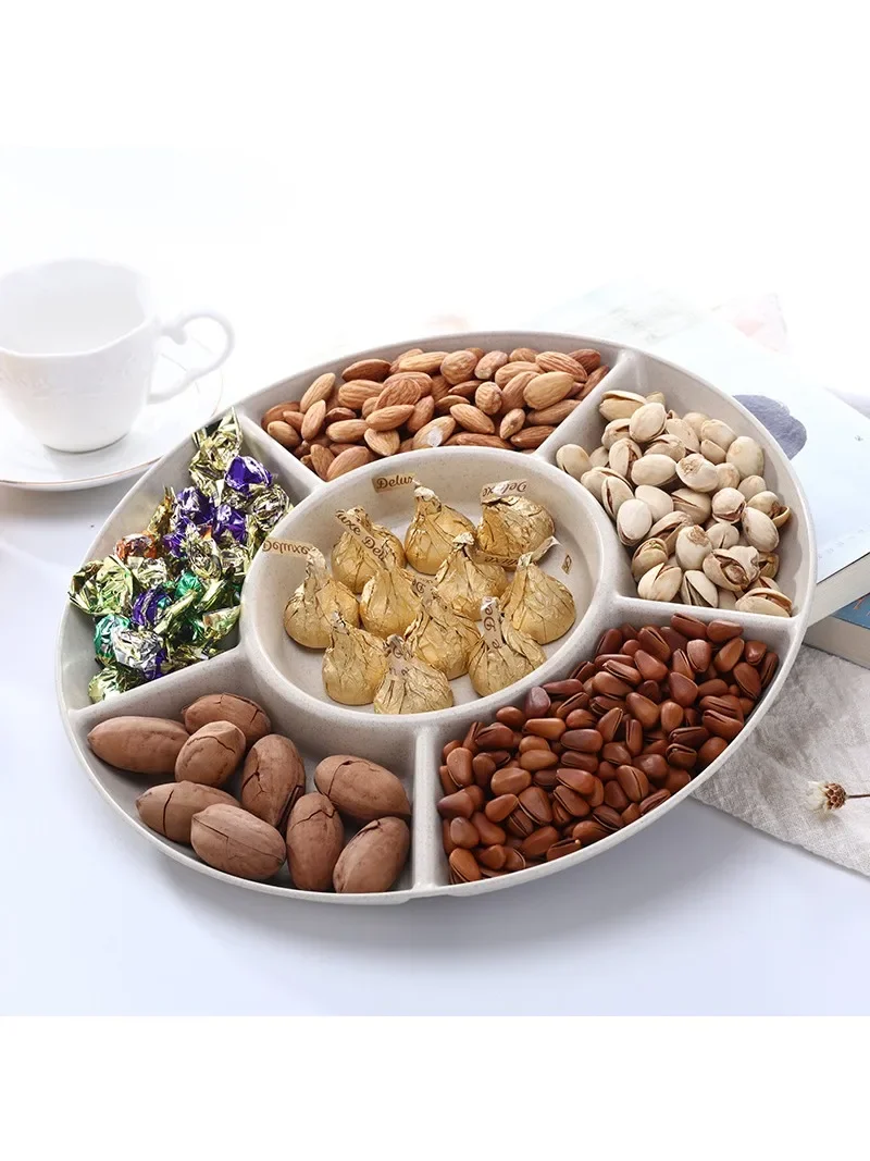 Assiette de fruits secs à 6 compartiments, 1 pièce, plateau de service apéritif pour bonbons de fête