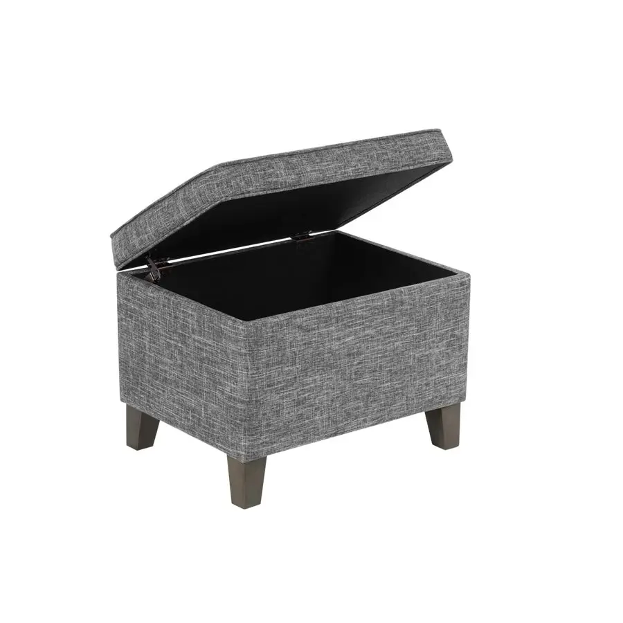

Home Living Room Bedroom Decor Grey Medium Square Storage Ottoman with Hinged Lid 18"D x 24"W x 18"H