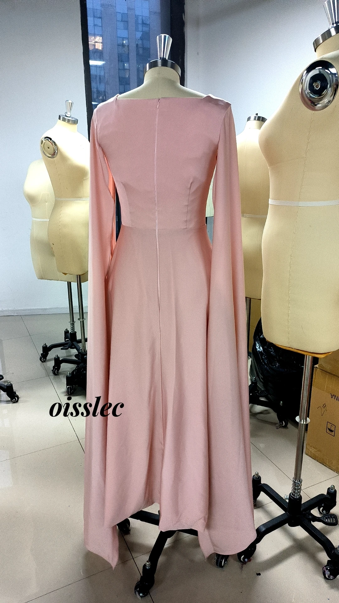 Oisslec Dress Elegant Vintage Sweet Pink Silky Simple Ankle Length Customize Formal Occasion Prom Dress Evening Party Gowns