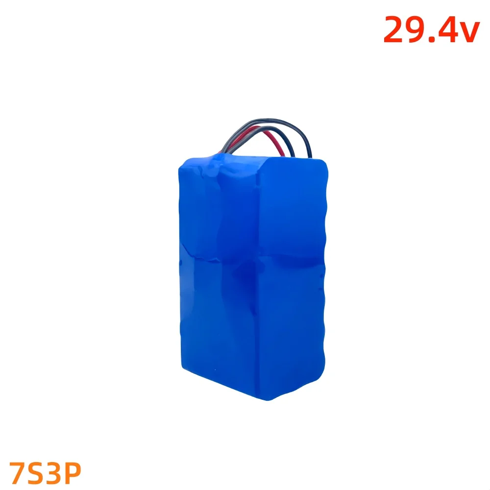 29.4V 7S3P 17800mAh lithium-ion battery pack with 20A balanced BMS, suitable for electric bicycles and scooters.2Line+DC