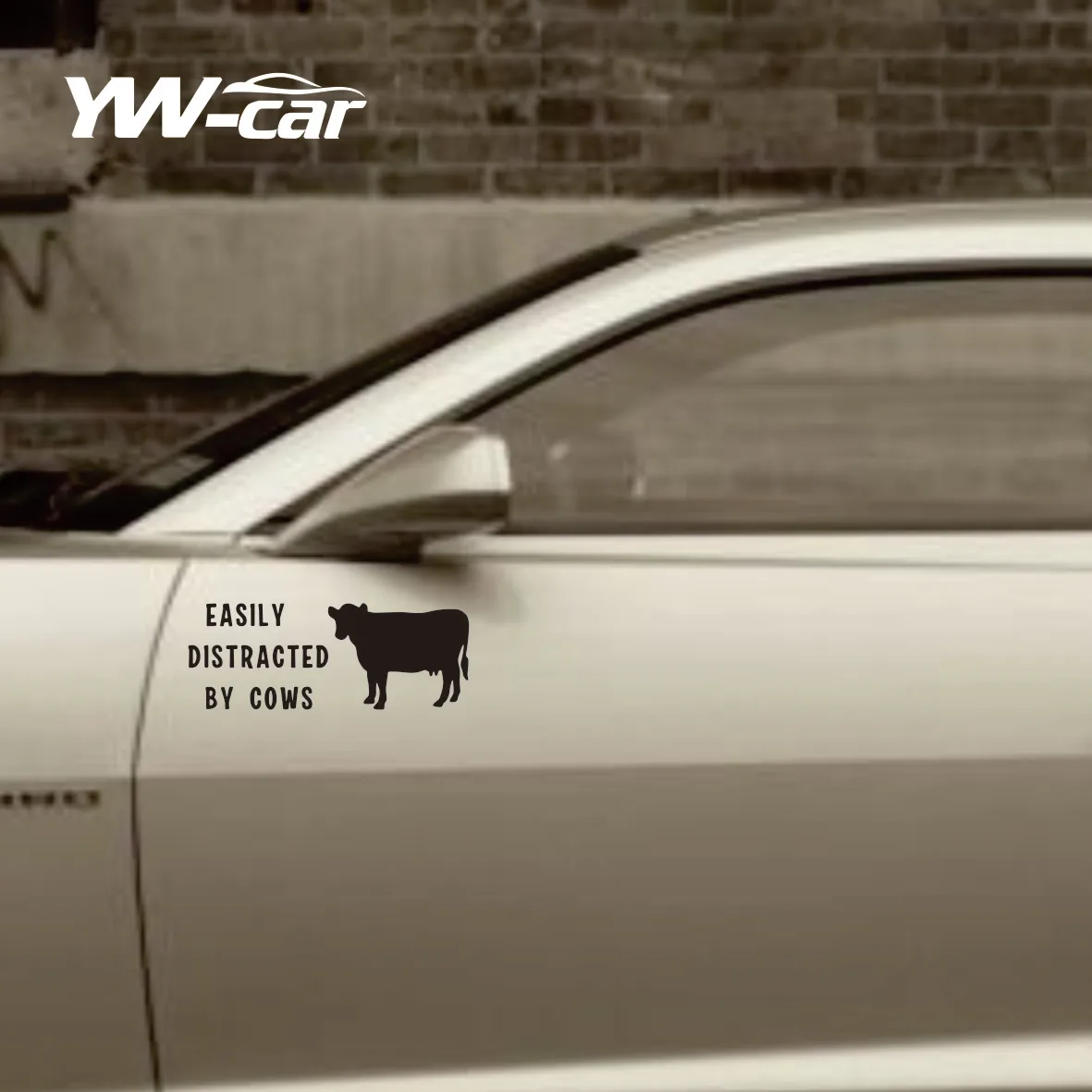 Black/White Easily Distracted By Cows Quote Car Sticker Removable Waterproof Window Body Bumper