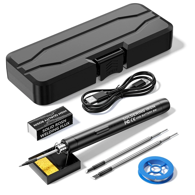 

A53Q-USB Rechargeable Portable Soldering Iron,3 Speed Adjustable Temperature USB Electric Iron Mini Soldering Iron Kit