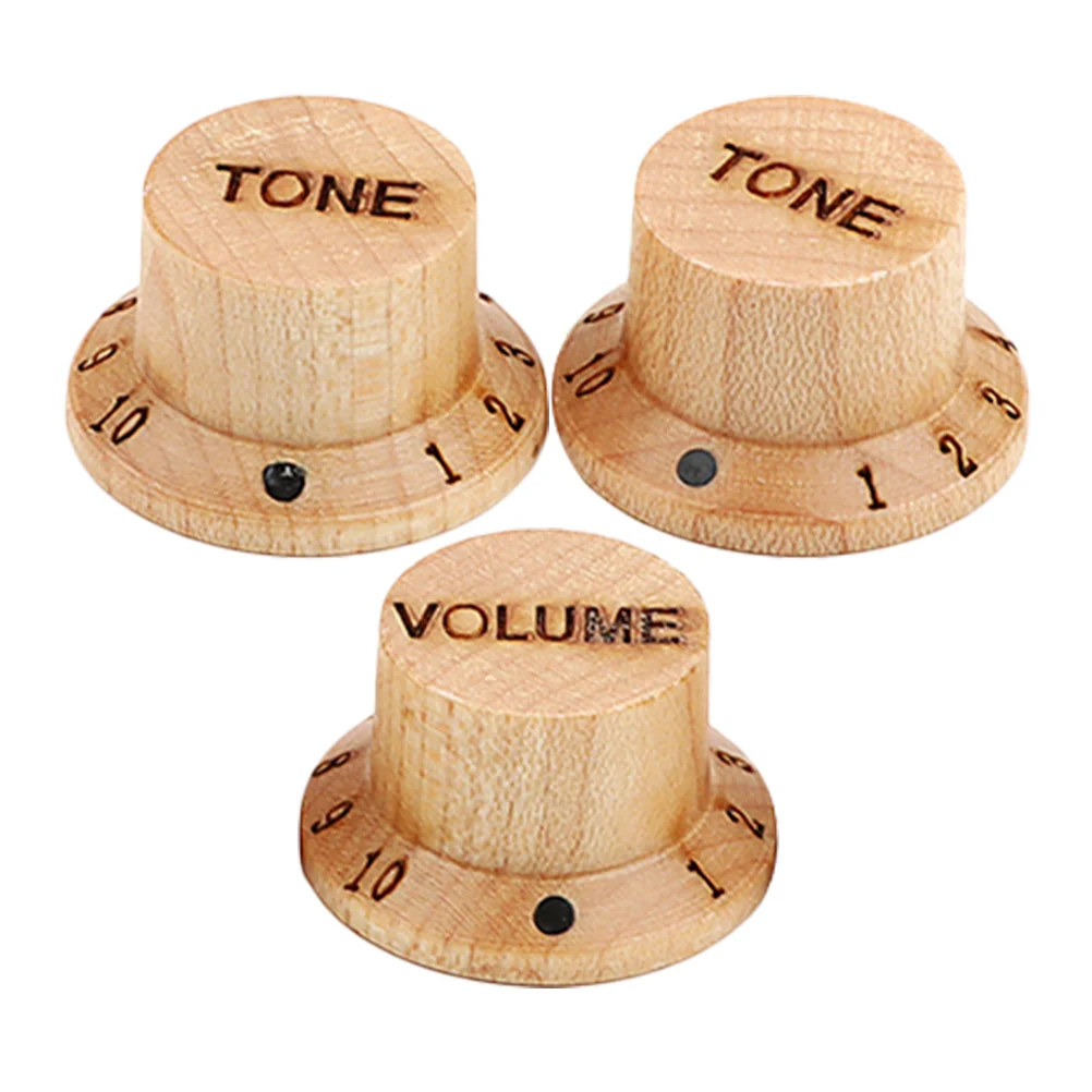 

3 Pcs Knobs Guitar Instruments Creative Volume Potentiometer Electric Wooden Bass