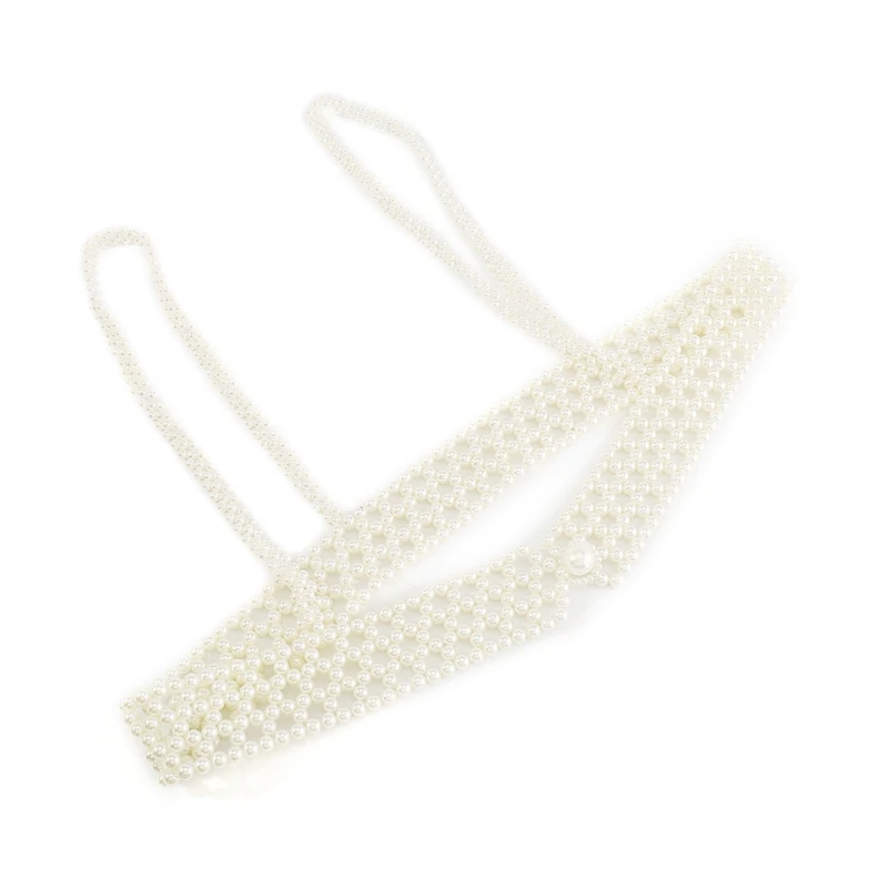 Cinturón de perlas con cuentas para mujer, cadena de cuerpo ahuecada para club nocturno, accesorios de baile para el cuerpo