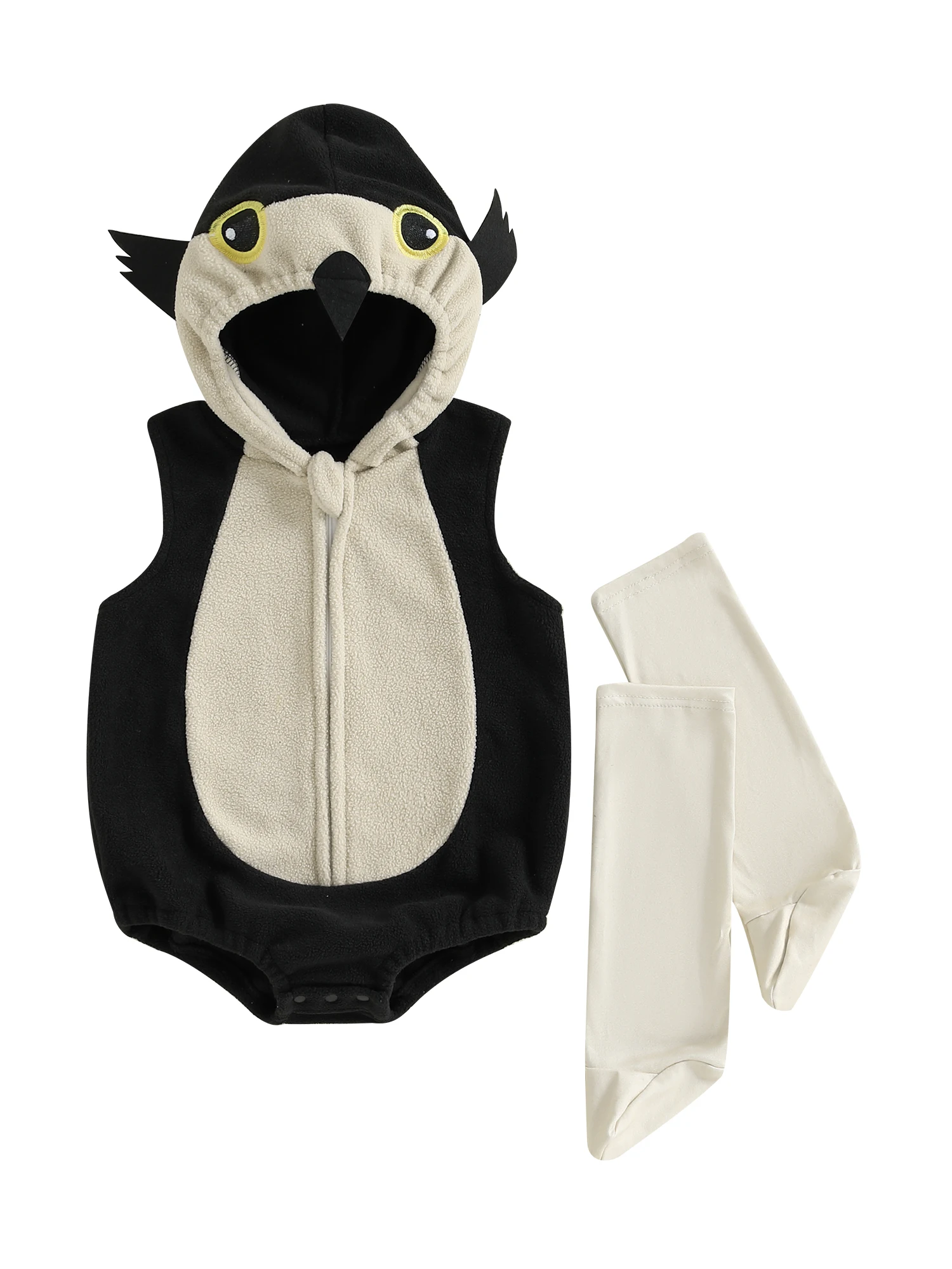 

Adorable Infant Monster Outfit Sleeveless Hooded Jumpsuit with Matching Leg Warmers for Halloween Dress-Up
