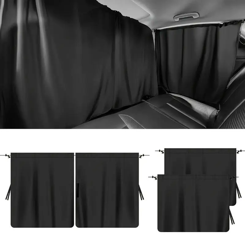 4pcs Car Privacy Curtain Set Window Shade For Travel Nap Night Camping - Detachable Simple Curtain For Vehicle Windows