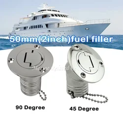 45/90 Degree Stainless Steel 316 Deck Filler Cap GAS DIESEL FUEL WASTE WATER 50mm(2inch) Marine Boat Yacht Hardware Deck Filler