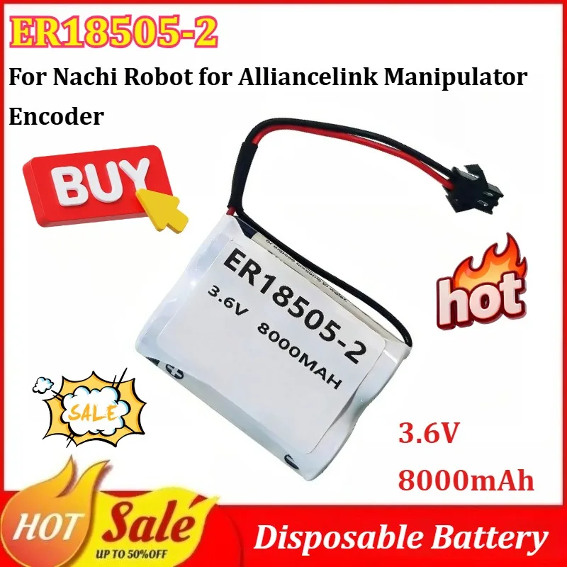 

1-2Pcs New ER18505-2 3.6V 8000mAh Disposable Battery for Nachi Robot for Alliancelink Manipulator Encoder Lithium Battery Pack