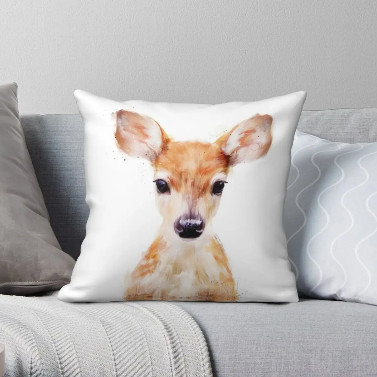 

Little Deer Woodland Animals Pillowcase Polyester Linen Velvet Printed Zip Decor Throw Pillow Case Bed Cushion Cover