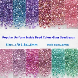 11/0 Glass Beads 1.3x1.6mm Inside Dyed Colors Spacer Seedbeads For French Embroidery Diy Jewely Making Accessories