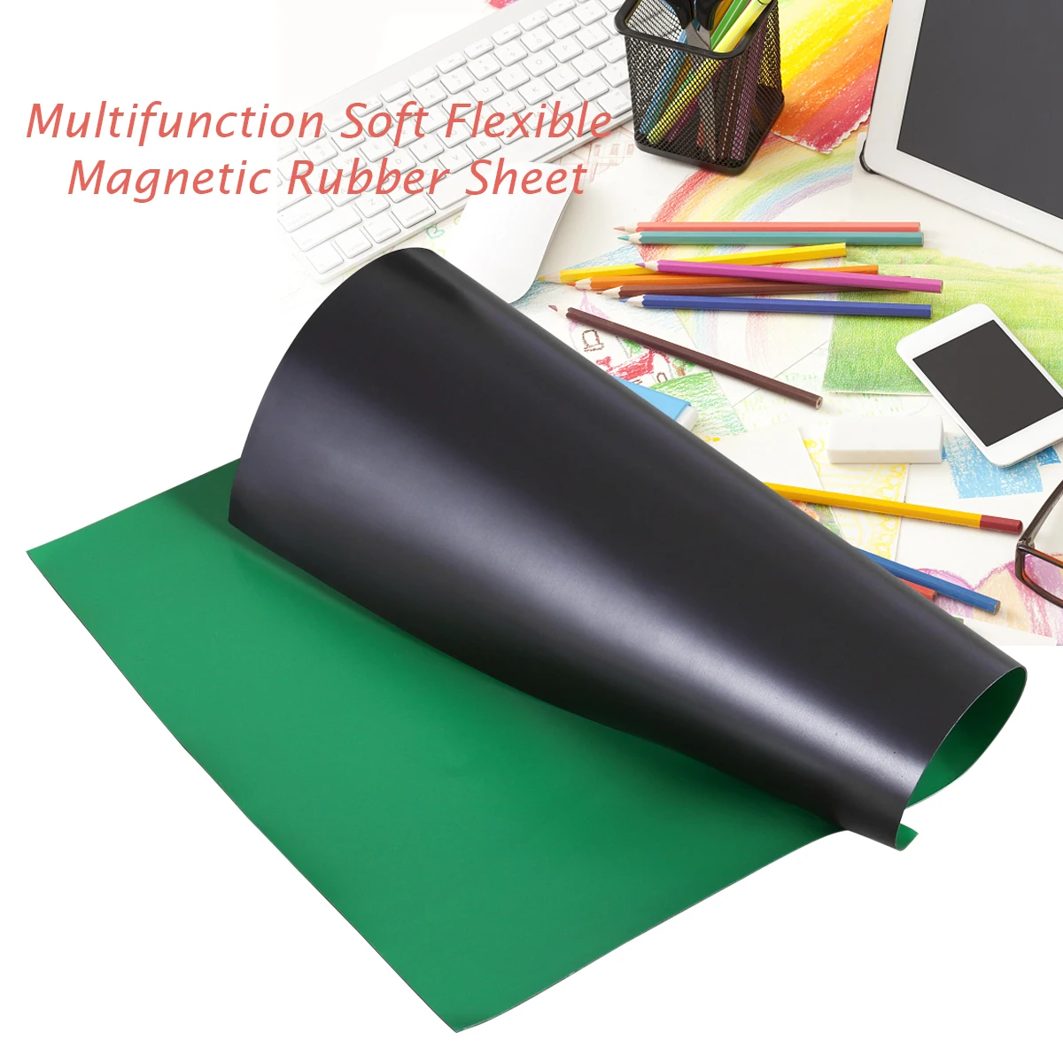 

Flexible Magnetic Rubber Sheet 297X210Mm 0.5Mm Black Adhesive Multifunctional For Bulletin Board Notice School Company