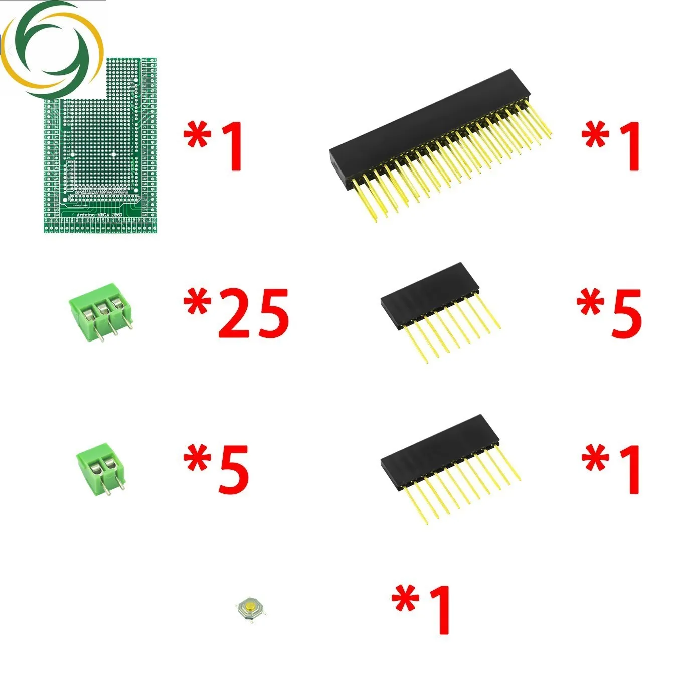 Compatibile con MEGA2560 Kit scheda di schermatura per morsettiera a vite prototipo PCB a doppio lato per Arduino Mega 2560 / Mega2560 R3