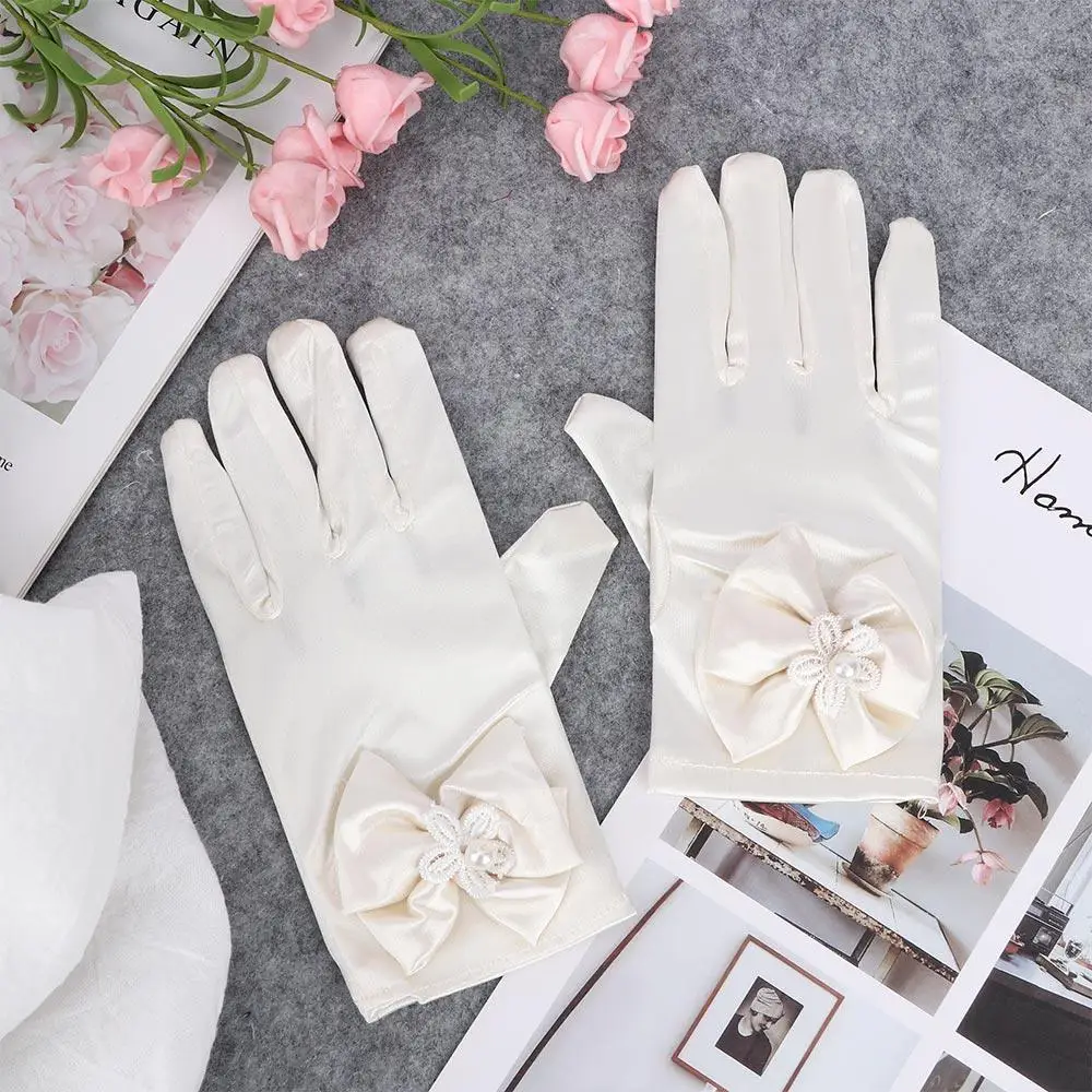 

Elastic Flower Girl 1pair Children's Party Short Gloves Princess Gloves Brief Paragraph Lady Gloves Bowknot Gloves Dress Gloves