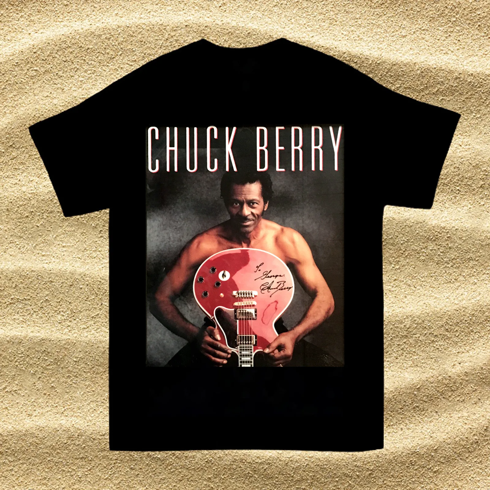 Inspired Chuck Berry Cotton Short Sleeve All Size Black Men Shirt