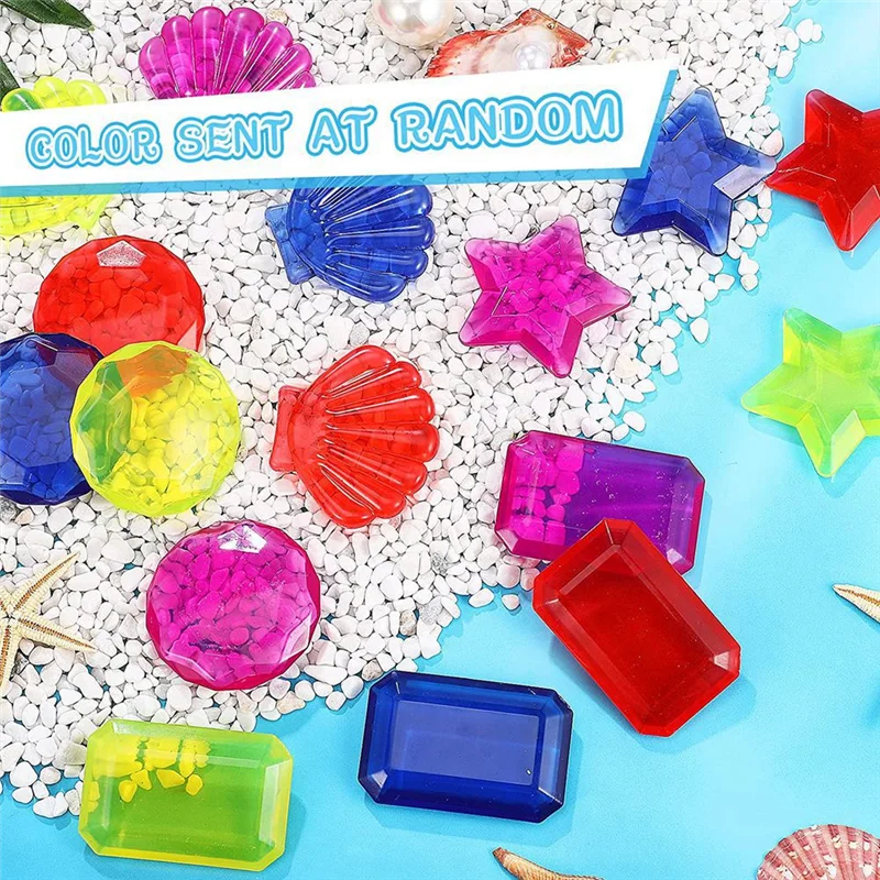 

B05C-52Pieces Diving Gems Pool Marine Animals Gems Pirate Treasure Chest Summer Underwater Swimming