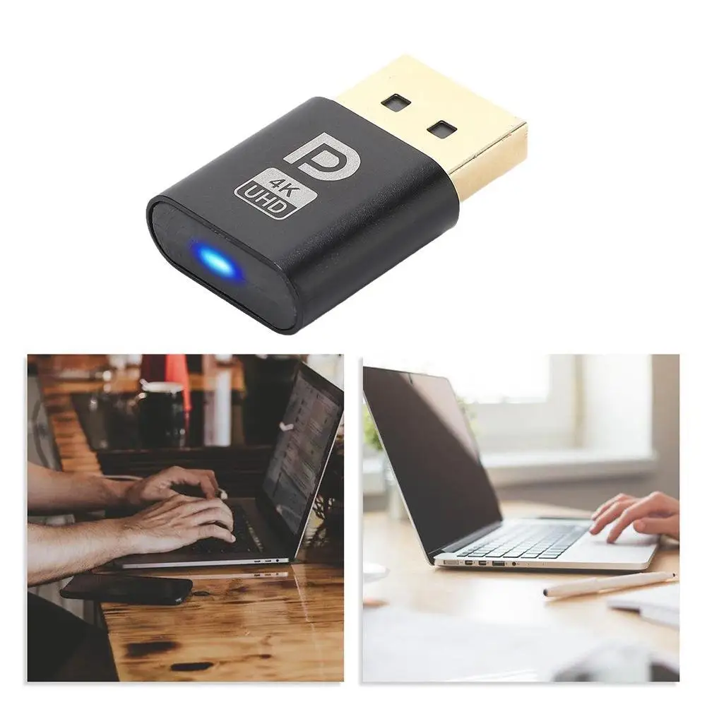 Plugue manequim Displayport 4K - Adaptador de exibição virtual DP - Emulador sem cabeça EDID - Plugue fantasma para PC - Acessórios de mesa