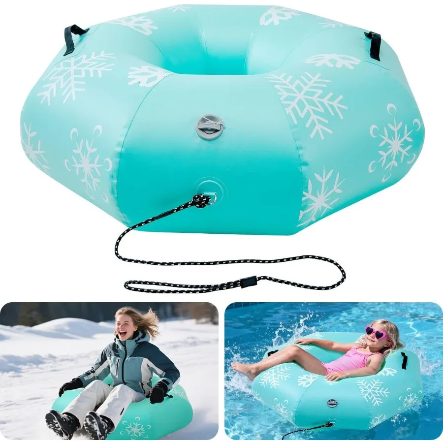 

Inflatable Snow Tubes for Adults 41.5" Heavy Duty Octagonal PVC Snow Tube for Sledding with Handles Tow Strap Repair Kit Outdoo