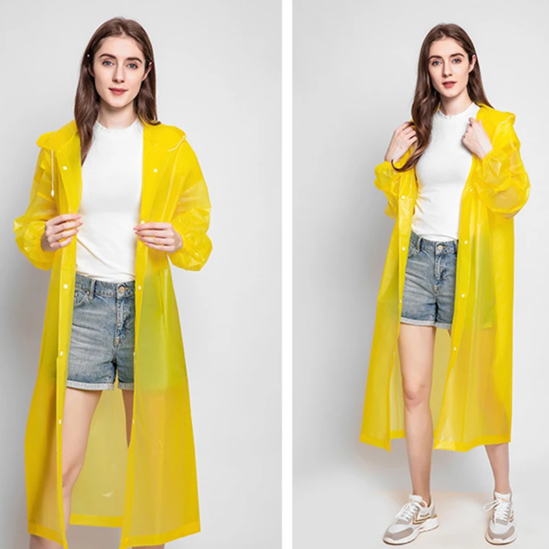 Adult Thickened Waterproof Rain Poncho Coat PEVA Women Man Raincoat Camping Clear Transparent Hoodie Rainwear Suit