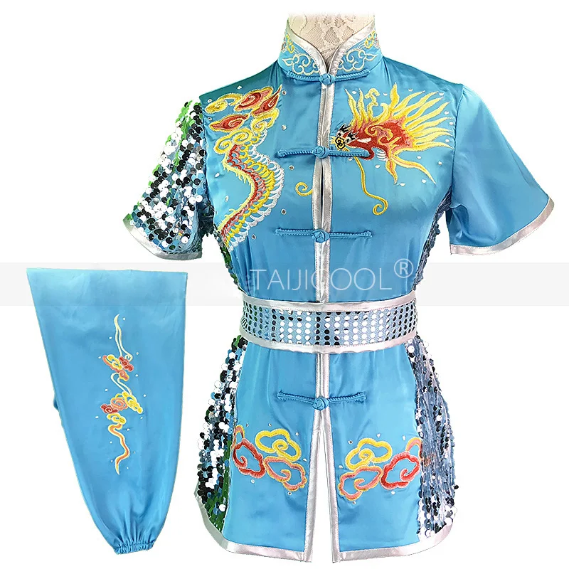 Long Nanquan Martial Arts Competition and Performance Costume for Adult Men and Women with Embroidered Dragon