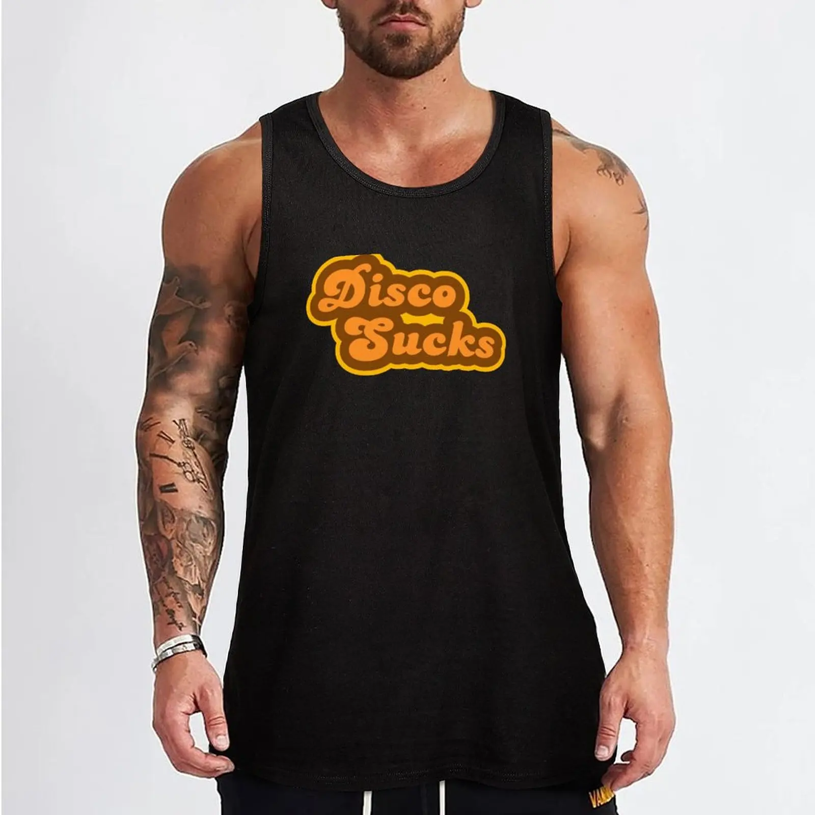 Disco Sucks - Retro 70s - Logo Tank Top gym shirts muscle t-shirt Men's clothing brands singlets for men