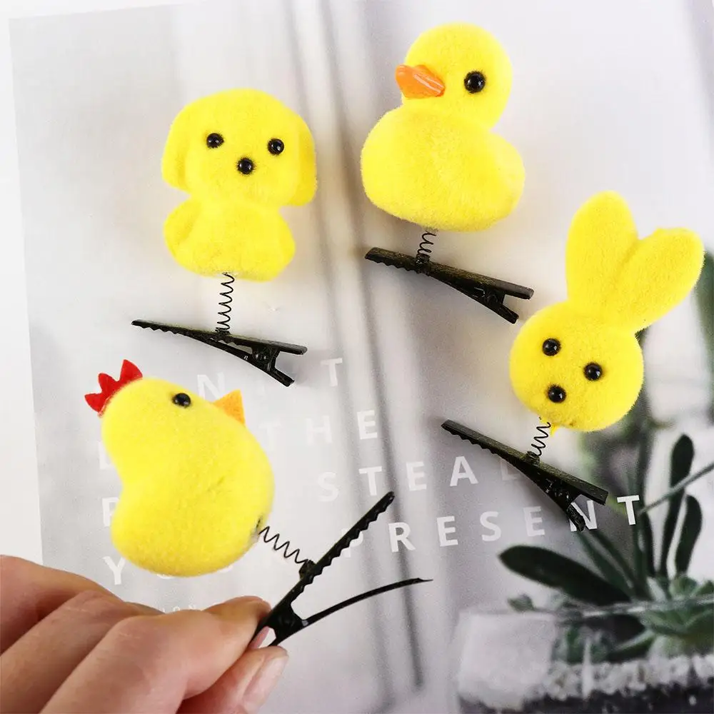 Cartoon Funny Children Hair Clip 3D Little Yellow Duck Dog Star Plush Hairpin Fashion DIY Duckbill Clip Accessories Party Gifts