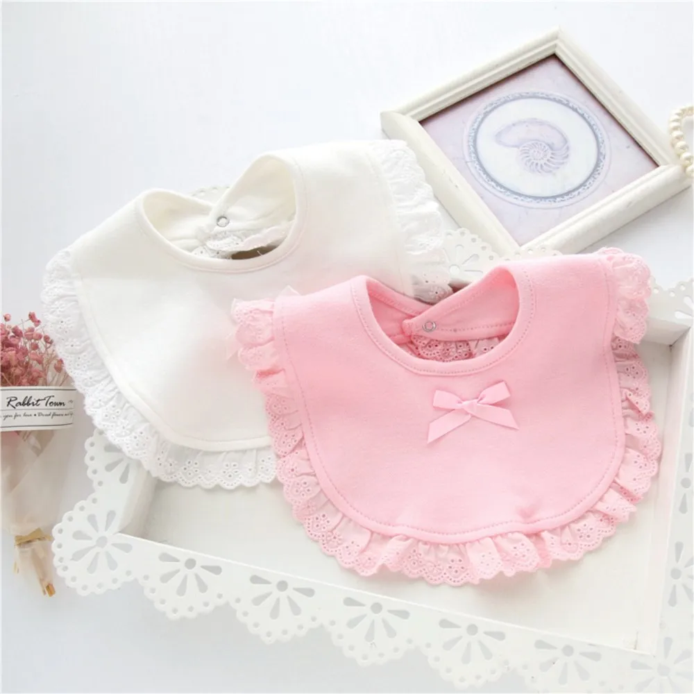 Baby Bib double - sided White Gauze Saliva Towel Lace Princess Wind Bib Baby Princess Sweet Burp Cloth Waterproof