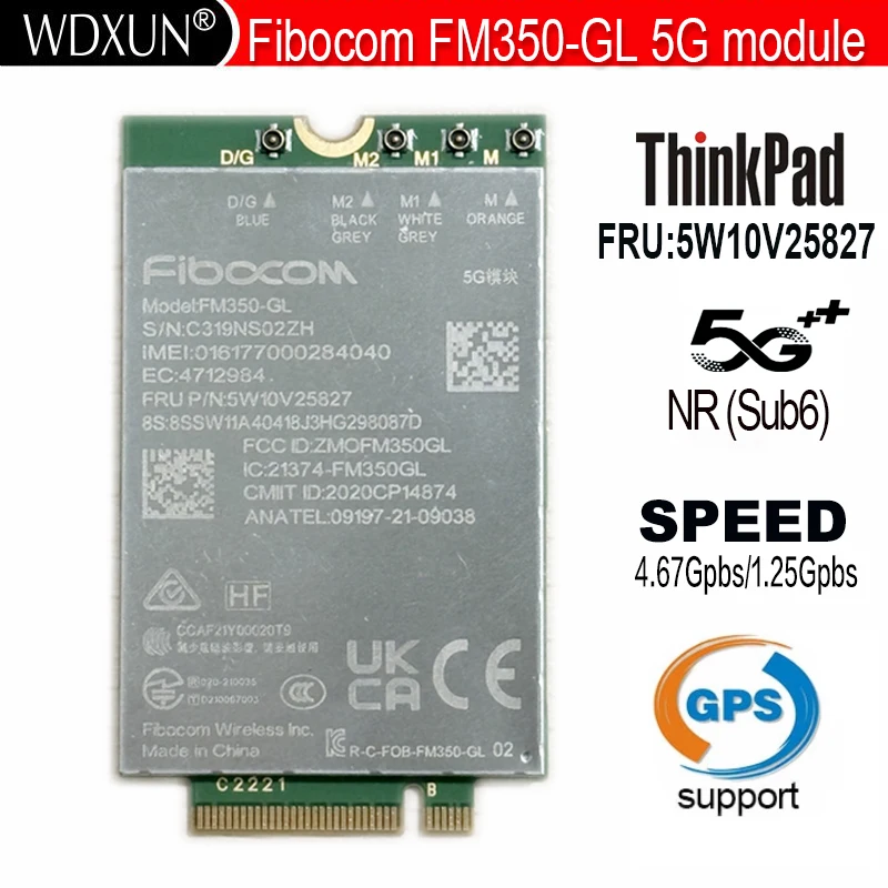 وحدة FM350-GL 5G لأجهزة الكمبيوتر المحمول Thinkpad T14s X13 Gen3 X1 Carbon 10th X1 Yoga 7th P1 X1 Extreme Gen5 5W10V25827 5W10V25832