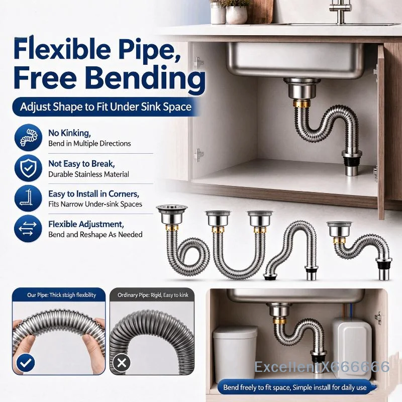 Complete Kitchen Sink Drain And Strainer Set – High-temperature Resistant, Odor-blocking, And Pest-proof.