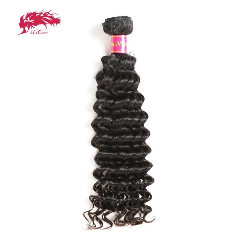 Ali Queen 10A Unprosseded Raw Virgin Hair Bundles 1Pcs Whosales Price 34 36 Inch Brazilian Deep Wave Human Hair Weave