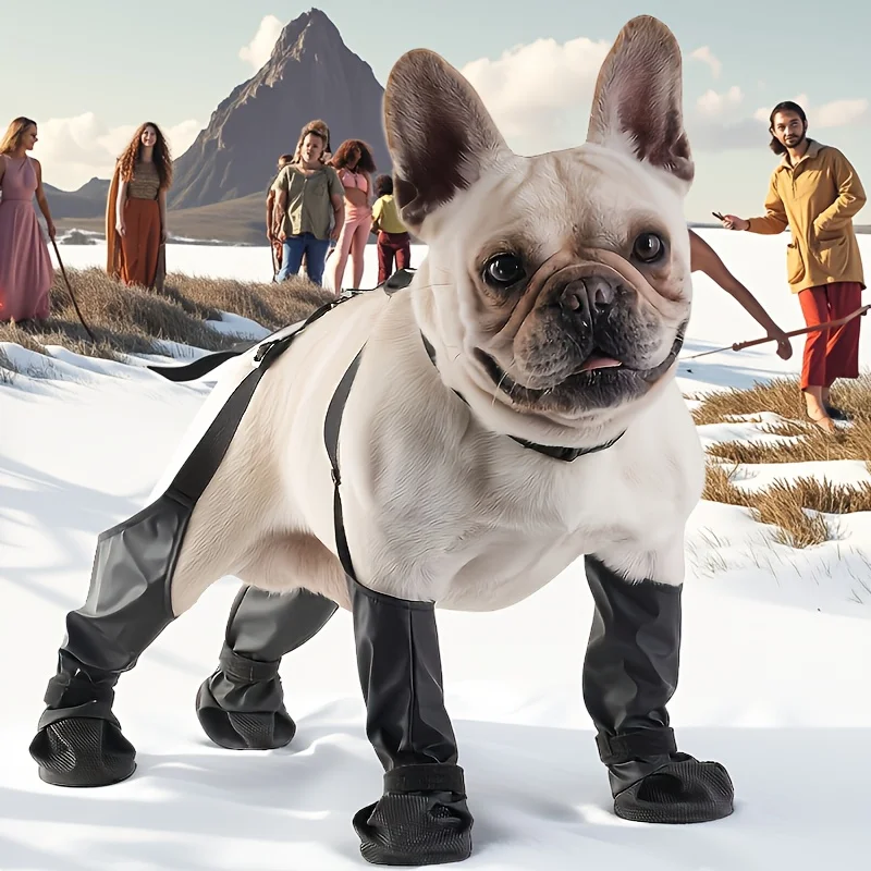Outdoor-Walking-Hundestiefel, Hundeschuhe, rutschfest, für Schnee, Regen, Hunde-Hosenträgerstiefel, Wanderstiefel, rutschfeste Hundeschuhe, Hundepfotenstiefel