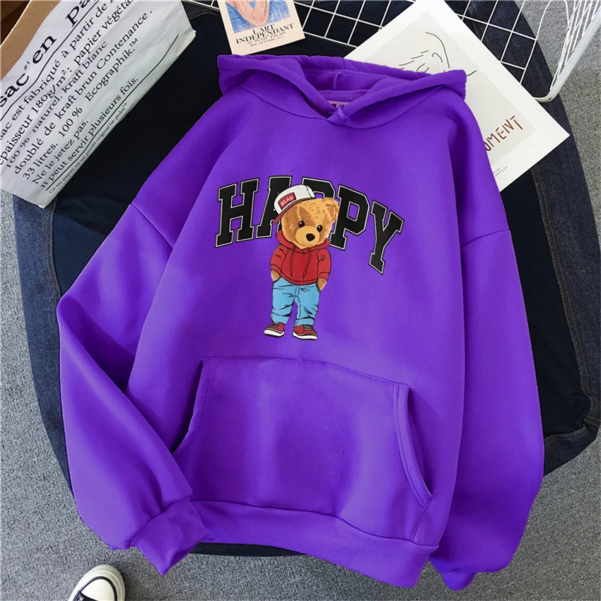 

Fashion Women Hoodies Anime cartoon bear Pullover Streetwear Sweatshirts Male Hoodie Female Sportswear Oversized Unisex clothing