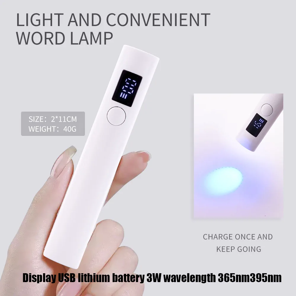 Mini Handheld UV LED-nagellamp met diamanten Draagbare nageldroger voor het uitharden van gellak met display-manicuremachine