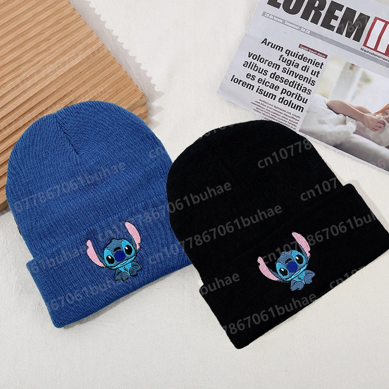 

Disney Animated Stitch Cartoon Peripheral Embroidered Knitted Hat for Boys Girls Fall Winter Warm Wear Comfortable Casual Style