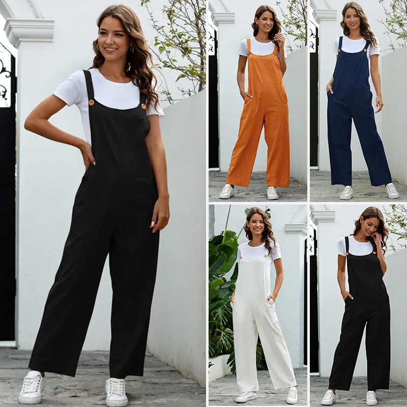 2023 New European and American Women\'s Retro Casual Long Pregnant Long Pants Maternity Jumpsuit Pregnant Clothes