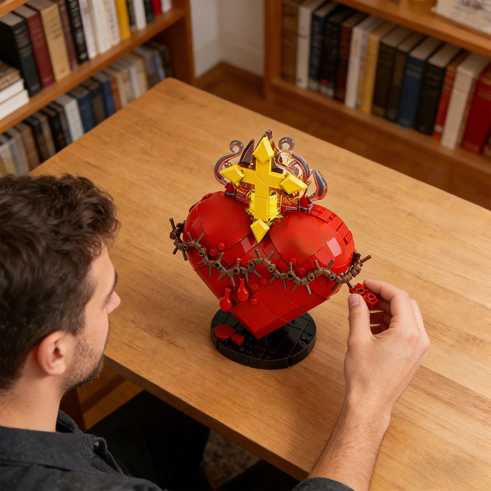 

Jesus Christ Cross Building Blocks Kit MOC Assemble Glow Cross Bricks Mini Model Diy Construction Toys Easter Gifts Home Decor