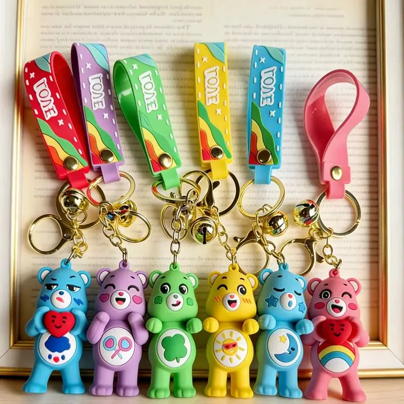 Niedlicher Plüsch-Schlüsselanhänger mit Herz-Motiv – Entzückender Regenbogen-Taschenanhänger im Anime-Stil & Auto-Schlüssel-Accessoire – Perfektes Geschenk für Paare