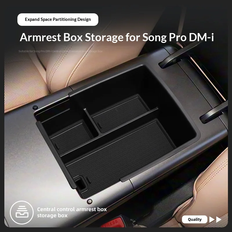 For BYD Song Pro DM-i Sealion 5 DM-i 2026 Car Armrest Box Storage Box ABS Storage Rack Glasses Card Bag Storage Organization