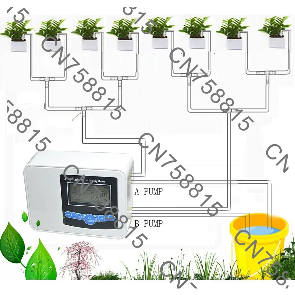 Timed garden automatic solar charging watering system (for flowers), 10/15/20 cm double pump intelligent drip irrigation system