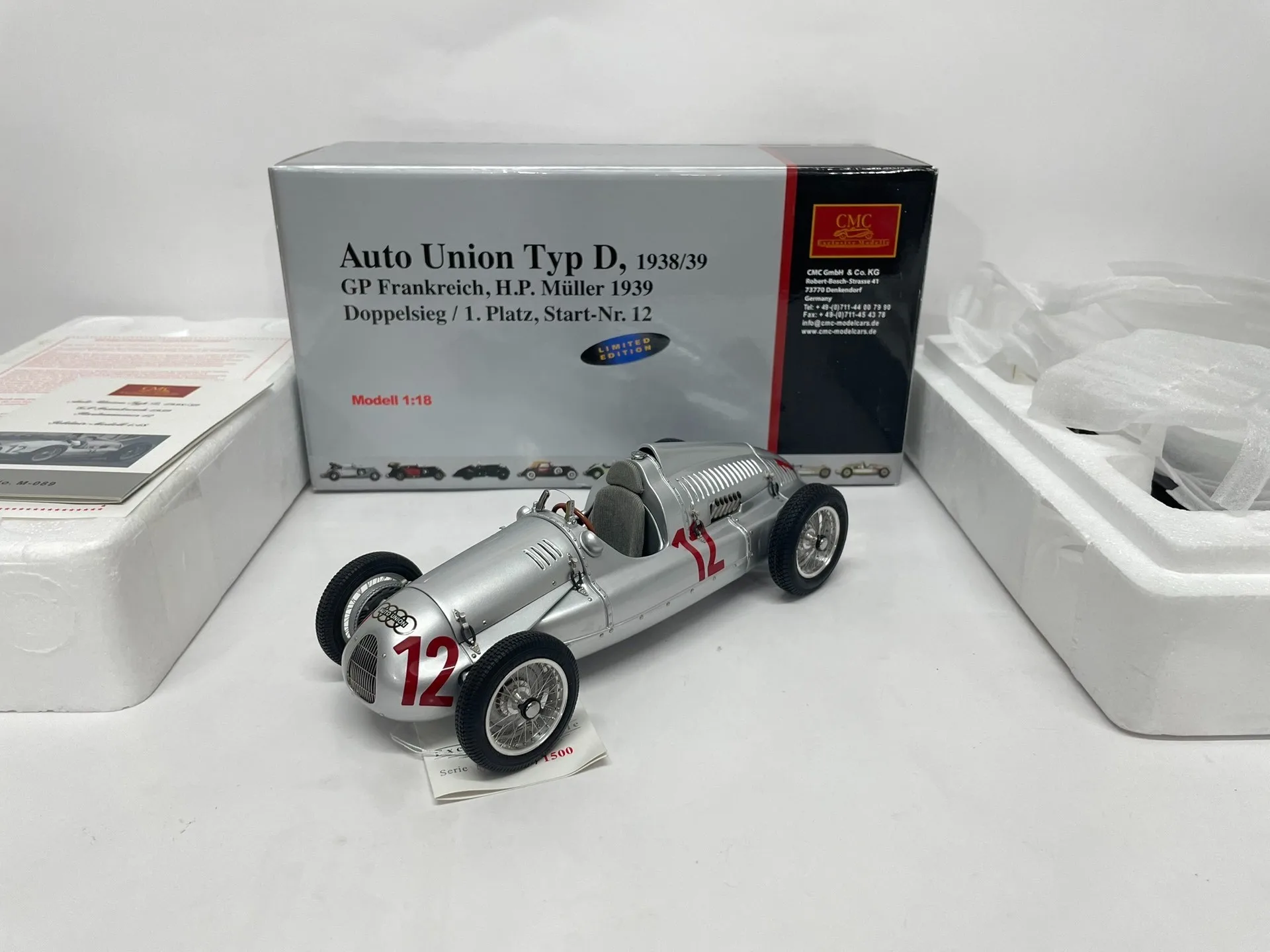 

CMC 1:18 Union Typ D 1938 #12 Simulation Limited Edition All Open Alloy Metal Static Car Model Toy Gift