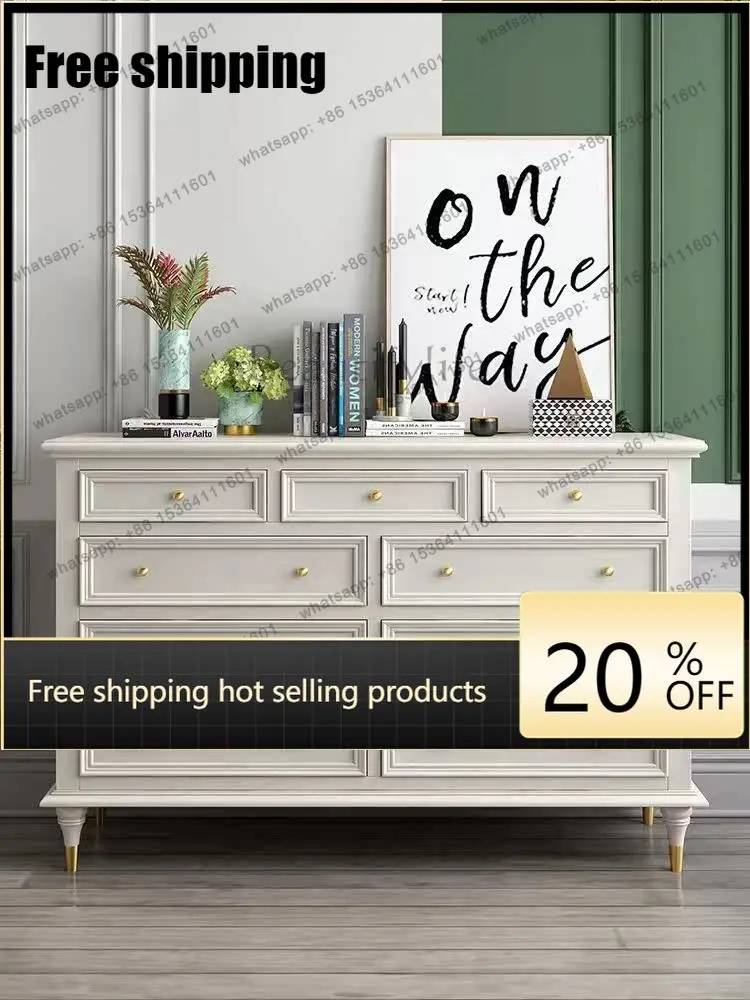 Best Seller American Style Solid Wood Chest Of Drawers White Living Room Storage Chest Of Drawers