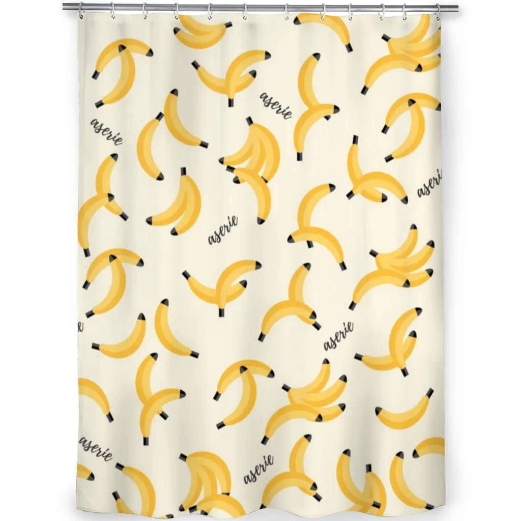 Yellow Banana Pattern Bathroom Shower Curtains Pattern Texture Painting Waterproof Partition Curtain Home Decor Accessories