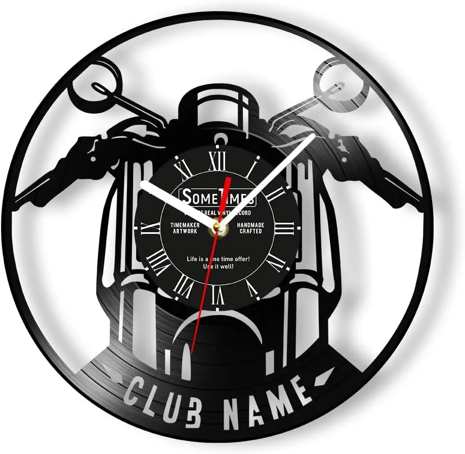 Motorcycle Vinyl Record Wall Clock Custom Motorcycle Rider Name Wall Clock Home Decoration Garage Watch Motorcycle Rider Gift