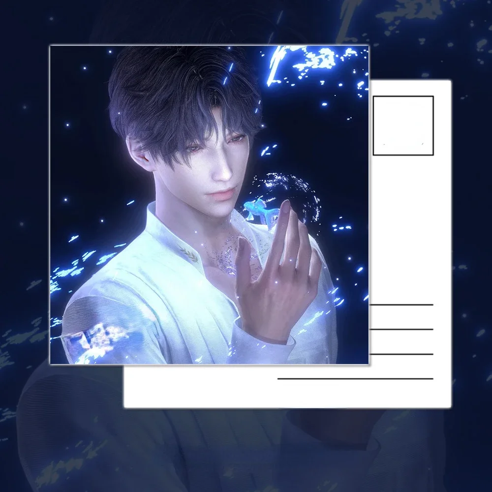 Qiyu Dark Background Image Laser Bookmark Postcard Game Characters Stationery Set Trendy Office Supplies Back To School Gift