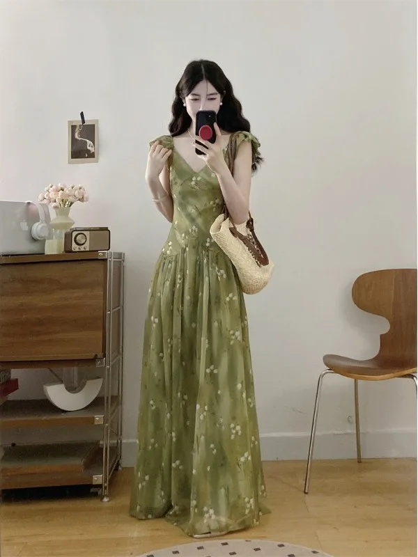 

plus Size Women's Floral Print High Waist Long Dress Summer Vacation Casual Comfortable Breathable Sleeveless Gown