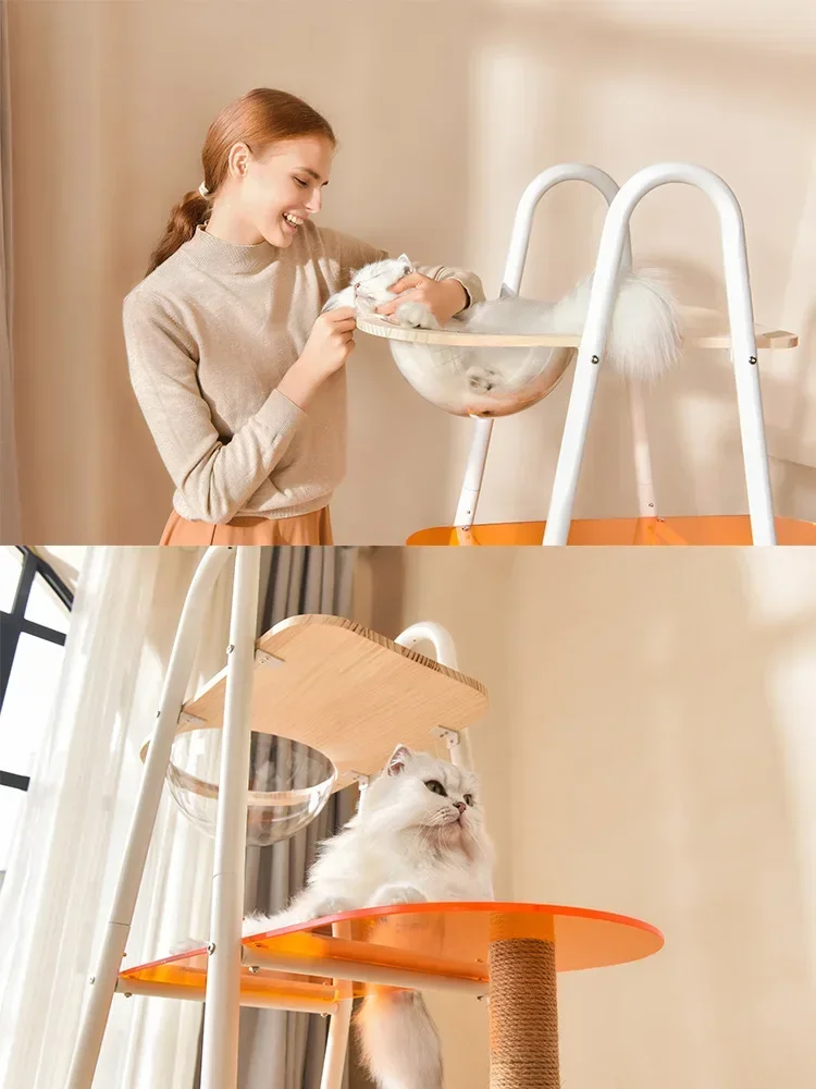 Rice tail cat climbing frame solid wood cat nest